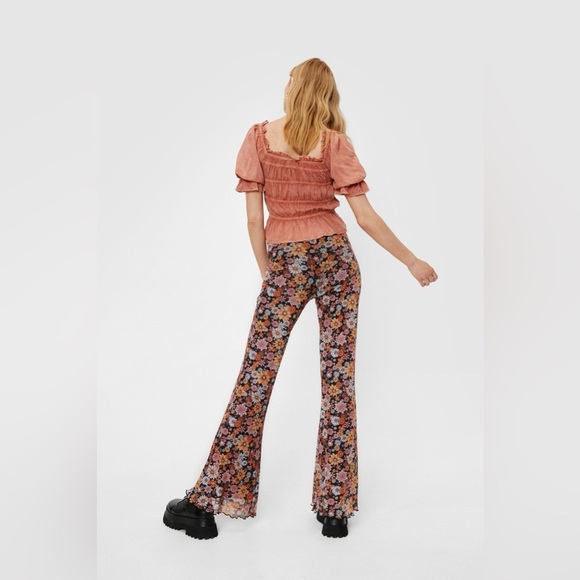 Nasty Gal Floral Print Mesh Flared Pants - Picture 3 of 6